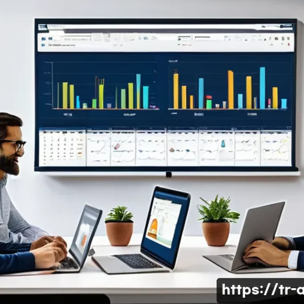 AI 프로젝트 일정 관리 방법 - A modern office environment with a diverse team of Turkish AI professionals collaborating around a l...