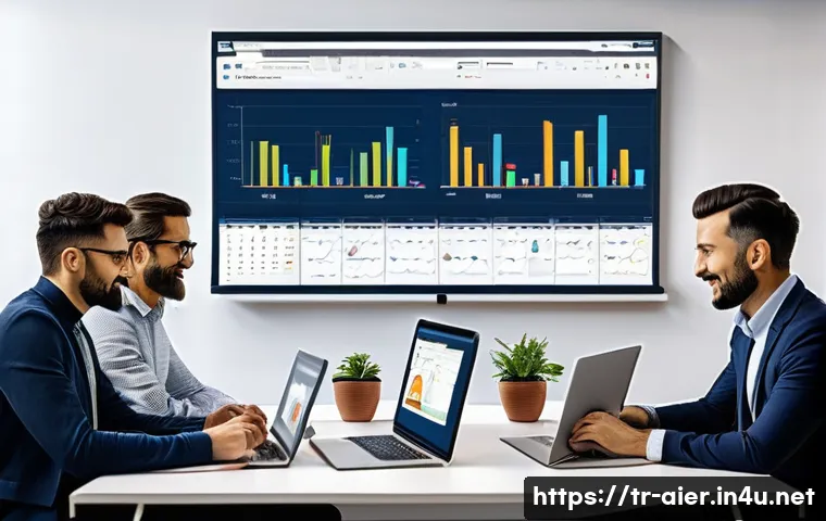 AI 프로젝트 일정 관리 방법 - A modern office environment with a diverse team of Turkish AI professionals collaborating around a l...